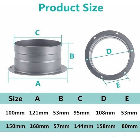 Bride de Rraccordement Bride de de Fixation Murale Connecteur Adaptateur de Conduit d'échappement pour Tuyau de Ventilation Flexible (100mm)