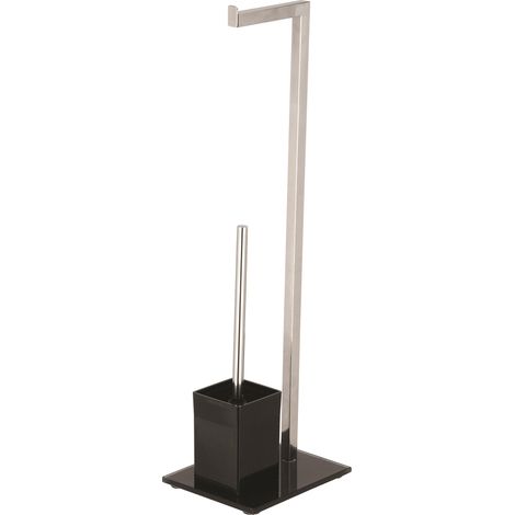 Portarollos escobillero Combinado Acero Inoxidable Y Vidrio Negro MSV