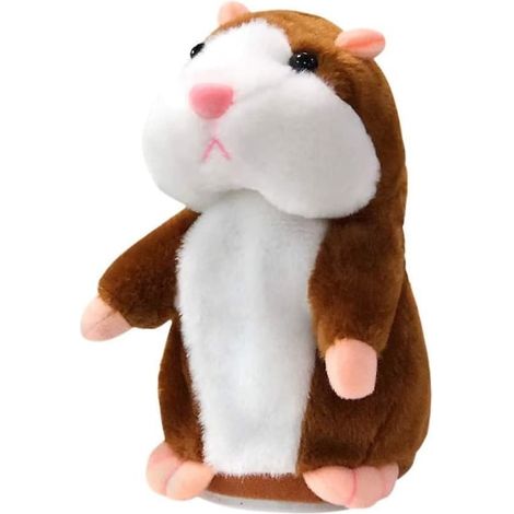 Hamelster en peluche qui parle, jouet interactif doux pour enfants, animal mignon avec son, cadeau idéal, matière moelleuse, taille compacte, sans piles requises. (1/5)