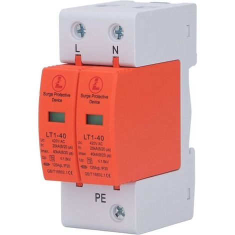 ,Protecteur de surtension AC 2P ignifuge 36mm Rail Installation dispositif de protection parafoudre 420V (1/4)