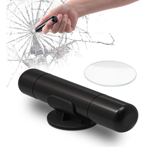 2-in-1 Sicherheitshammer, Gurtschneider, Notfallhammer, Glasbrecher, Notfallwerkzeug, Schwarz