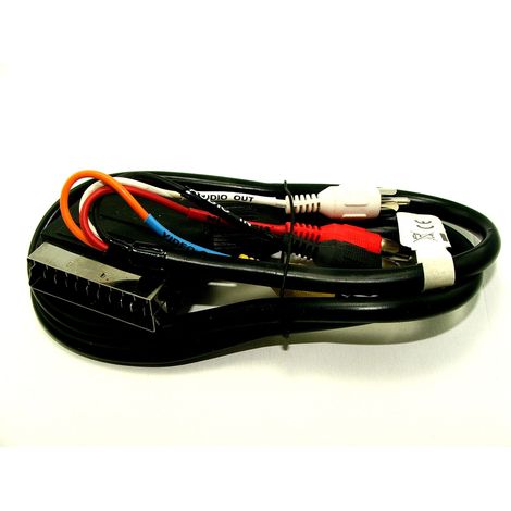 CAVO SCART EURO 4X RCA 1,0 m ROTONDO IN-OUT