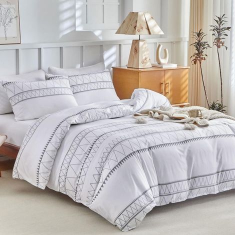 Ensemble de literie King-Size 230x220cm Microfibre Blanc avec fermeture éclair