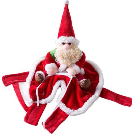 Costume Chien Noël - Tenue Cosplay Santa Pour Chiens Moyens et Petits - Matière Polyester - Rouge - Taille Réglable - 1 Pièce (1/5)