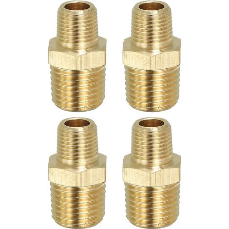 Raccord de Tuyau Hexagonal En Laiton Massif, Adaptateur Filetage, Lot 5, 1/4" Npt X 1/8" Npt, Connecteurs Ligne D'Eau Mâles - NPT x (1/5)
