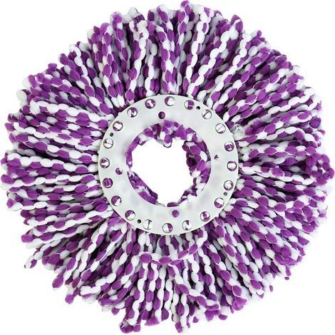 Round microfiber replacement head for rotary mop. Replacement kit for 360° magic rotating mop (Purple/White) (1/5)