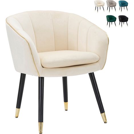 Sillón de terciopelo con ribete dorado Paris - Crema (1/5)