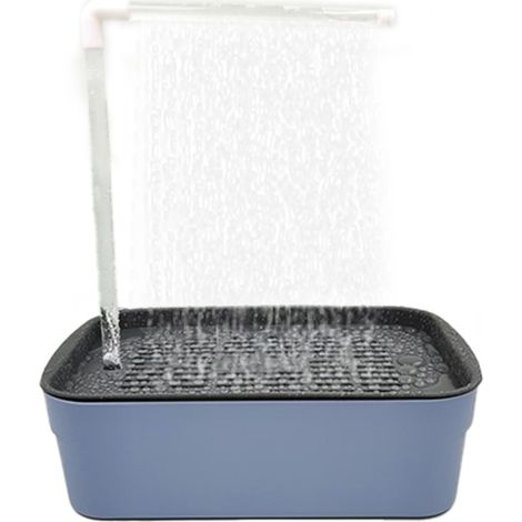 Automatische ABS-Vogelbaddusche, Papageienbadewanne mit Zirkulationsarmatur für Haustiere, geräuscharmes elektrisches Nymphensittich-Badebecken für Wellensittiche und Unzertrennliche (Blau-Schwarz)