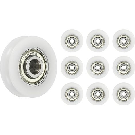 Lot de 10 U608ZZ Poulie en Nylon avec Roulement à Billes à Gorge en U 8x30x10 mm U Roue à Rouleaux Rainurée (GCr15) Roulements en Acier Chromé, ABEC3 (1/4)