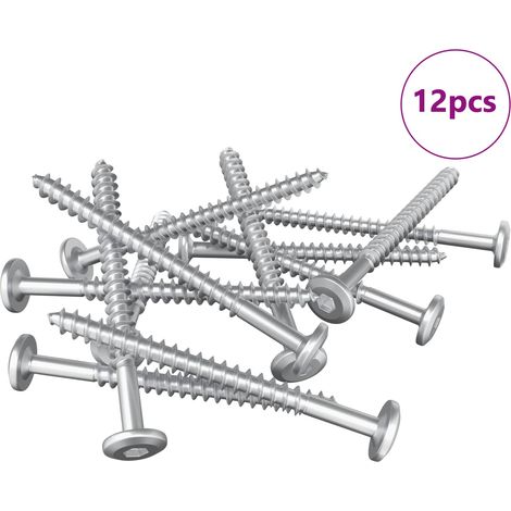 Viti in Legno 12 pcs Argento M6 x 70 mm Acciaio vidaXL