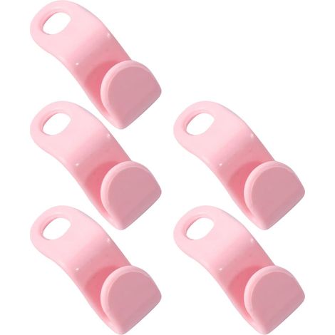 20 Pièces Crochets pour Cintres Plastique Crochet de Connexion de Cintre, Crochet Suspension Connecteur Mini Cintres en Cascade Organisateur pour Penderie Économie D'espace（rose） (1/5)