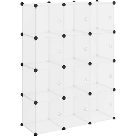vidaXL Organizador de cubos de almacenamiento con 12 cubos y puertas, PP transparente (1/2)