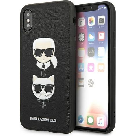 Karl Lagerfeld KLHCI65SAKICKCBK iPhoneXS Max schwarz/schwarze Hartschale Saffiano Karl&Choupette Kopf (1/5)