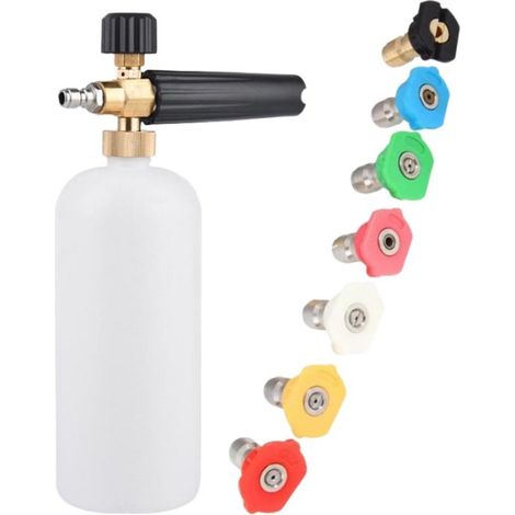 Pour canons à mousse, compatible avec les lances à mousse pour nettoyeurs haute pression Lavor/Parkside/Spear et Jackson, pièces en laiton, concentration réglable, 1 litre (1/5)