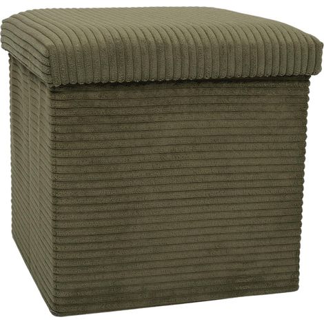 Coffre pouf pliable cotele vert 38x38x38 cm
