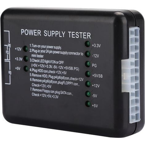 Testeur d'alimentation en ABS noir, support ATX avec voyant LED, pièces informatiques (1/5)