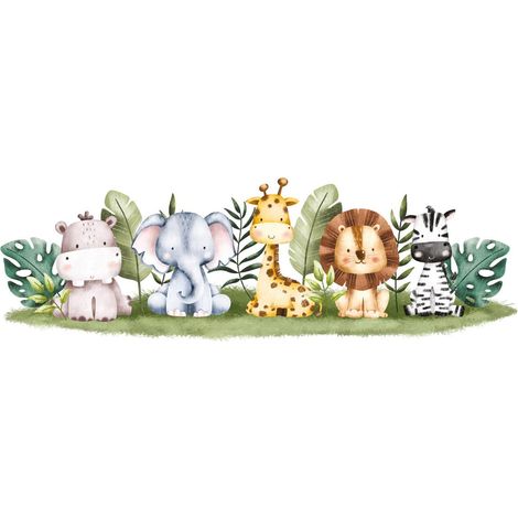 Papier peint 3,75 m x 2,50 m Papier peint chambre enfants avec animaux en couleurs, colle incluse - DD129602 (1/3)
