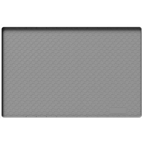 Tapis d'évier multifonctionnel en silicone gris, antidérapant et résistant à la chaleur – idéal pour les plans de travail d'évier, facilite le séchage et le nettoyage. 86 x 56 cm (1/5)