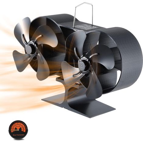 Ventilatore per stufa a 8 pale alimentato a calore, mini ventilatore per stufa a legna e bruciatore di tronchi con termometro per stufa a legna/bruciatore a legna/camino (1/5)
