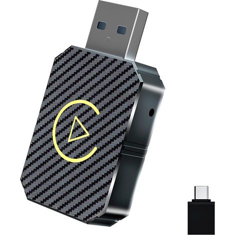Adattatore wireless CarPlay per Apple iPhone, funzione 2 in 1 per Apple CarPlay e Android Auto, mini dongle per auto (colore fibra di carbonio) (1/4)