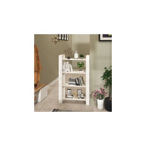 Bibliothèque-Séparateur de pièce Blanc 80x35x125 Pin massif (1/5)