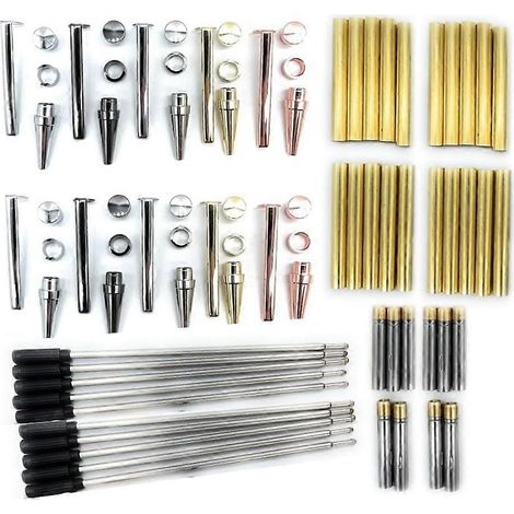 Ensemble de 10 stylos Twister fins en bois, finitions variées, diamètre 7 mm. (1/5)