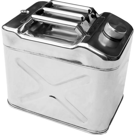 Jerry Can 20ltr Polished Stainless Steel. Fuel, Petrol, Diesel, Oil, Water. Compact Pattern.