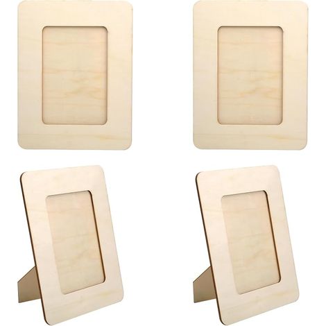 cadres photo en bois rectangulaires Set de DIY naturel Cadres photo enfants À remplir photo en présentoir de table et bricolage (1/5)