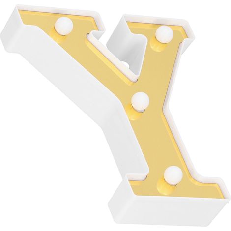 Lampe alphabet dorée en forme de Y, idéale pour une demande en mariage, un anniversaire ou toute autre fête. Couleur blanc chaud. (1/5)