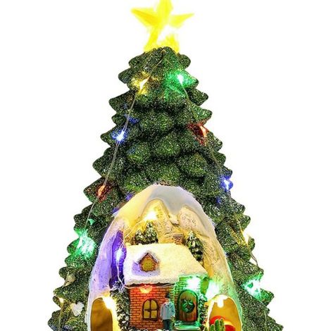 Arbre de Noël Lumière Maison Musique Décoration Adulte Enfants Train Rotatif Scène D'Hiver Maison Bureau Décor de Vacances A (1/5)