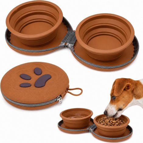 Gamelle pliable pour chien et chat, bol de voyage portable en silicone 450 ml, mangeoire légère et compacte pour animaux, idéale pour maison, promenade, camping et voyage (1/5)