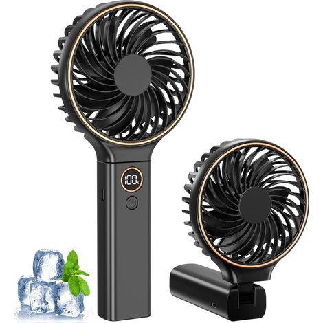 1 Ventilateur, 6 vitesses, affichage LED, moteur sans balais, batterie 4000 mAh, pliable 90°, voyage, bureau, maison (1/5)