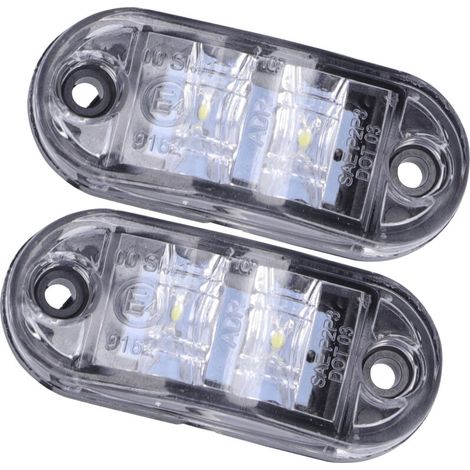 10–30 V 2 Hochleistungs-LED-Seitenmarkierungsleuchten für Pkw, Lkw, Anhänger und Wohnmobile – Weiß (1/5)