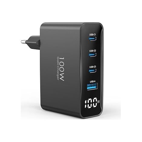 Chargeur USB C 100W, 4 Ports Chargeur à avec indicateur LED (1/5)
