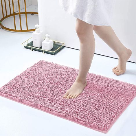 Tappeto Da Bagno Microfibra Super Soffice Lavabile In Lavatrice Antiscivolo Assorbente Lavaggio Rapido Super Morbido Bagno Doccia Camera Letto Rosa - 50x80 cm