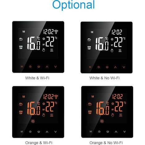 Smart Wi-Fi thermostat, digital temperature controller, app control, LCD screen, touchscreen, programmable electric underfloor heating for home, school, office (1/5)