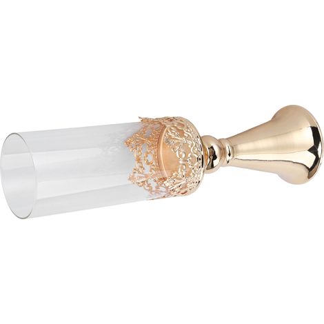 Porte-bougie en fer forgé verre, style européen doré, décoration de mariage élégante (1/5)