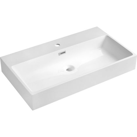 Lavabo AQUATIC, marbre coulé, 80x46cm, blanc (1/3)