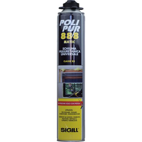 Sigill Polipur 888 matic schiuma poliuretanica universale B3 750 ml per pistola colore paglierino (1/5)