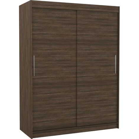 Armoire de chambre à coucher marron 2 portes coulissantes Douva 150cm (1/5)