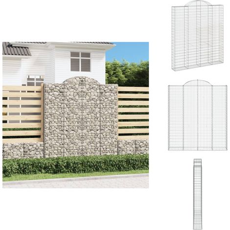 Gabione mit Hochbogen 200x30x220/240 cm Verzinktes Eisen - Gabionenkorb - Gabionenwände - Gartendekoration - Gartenzubehör - Zaun (1/5)