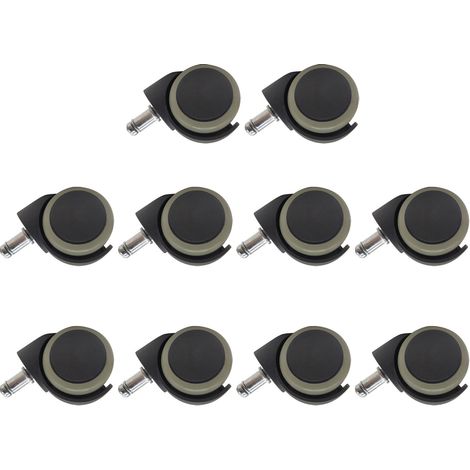 Lot de 10 roulettes de chaise de bureau pivotantes à 360° en nylon PU vert olive (5 cm) pour remplacement (1/5)