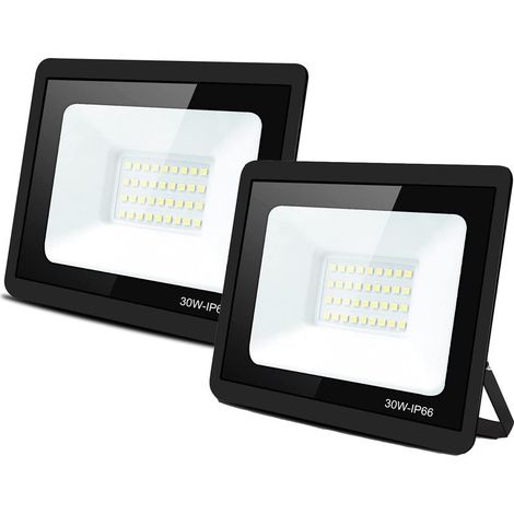 Lot de 2 projecteurs LED blanc froid 30W Étanchéité IP66 Flux lumineux 120LM/W Tension 220-240V Angle de faisceau 120° (1/5)