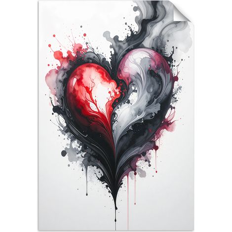 Selbstklebendes Poster – Wandsticker Abstraktion mit rotem Herzen 60x90 cm (1/3)
