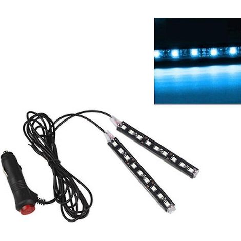 Lampe d'ambiance allume-cigare pour voiture, 9 LED multicolores adhésives, pour tableau de bord ou prise au pied, bleu glacier (1/4)
