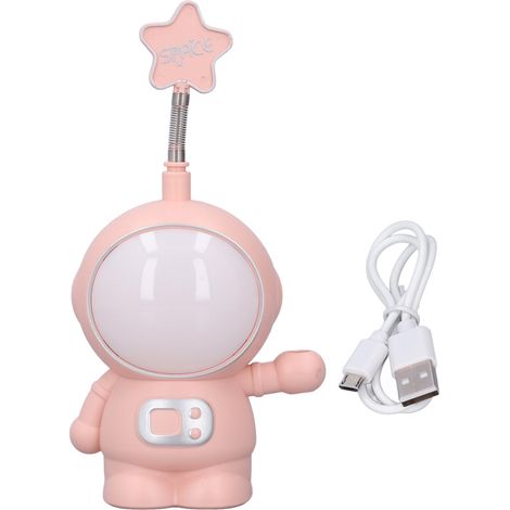 veilleuse-Lampe de bureau LED Astronaute rechargeable USB - Protection des yeux, 2 modes lumineux, taille crayon - Pour les enfants et le bureau (rose) (1/5)