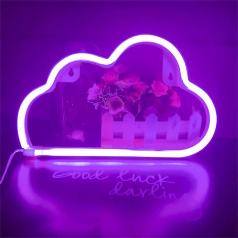 Lampe Néon Nuage - Veilleuse LED Décorative Murale et sur Table - Idéale pour Chambre d'Enfant, Salon, Fête de Noël ou Anniversaire - 300 x 190 x 25 mm (1/2)