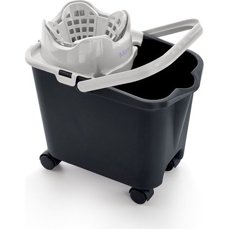 Cubo C/ruedas+escurr.autom.14l.gris 33612