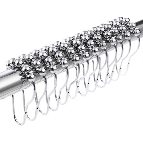 24 anneaux de douche, crochets pour rideau de douche, anneaux de suspension en acier inoxydable