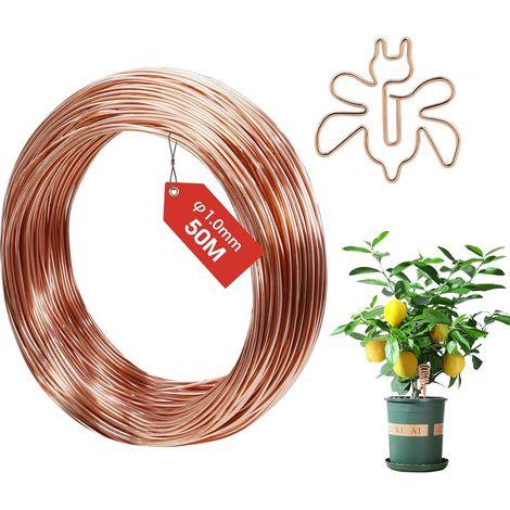 Fil de Cuivre Émaillé 1.0mmX 50M, T2 Fil de Cuivre Nu, Fil de cuivre isolé Pur pour Soudure, Appareil, Artisanat DIY, Solénoïde (1/5)